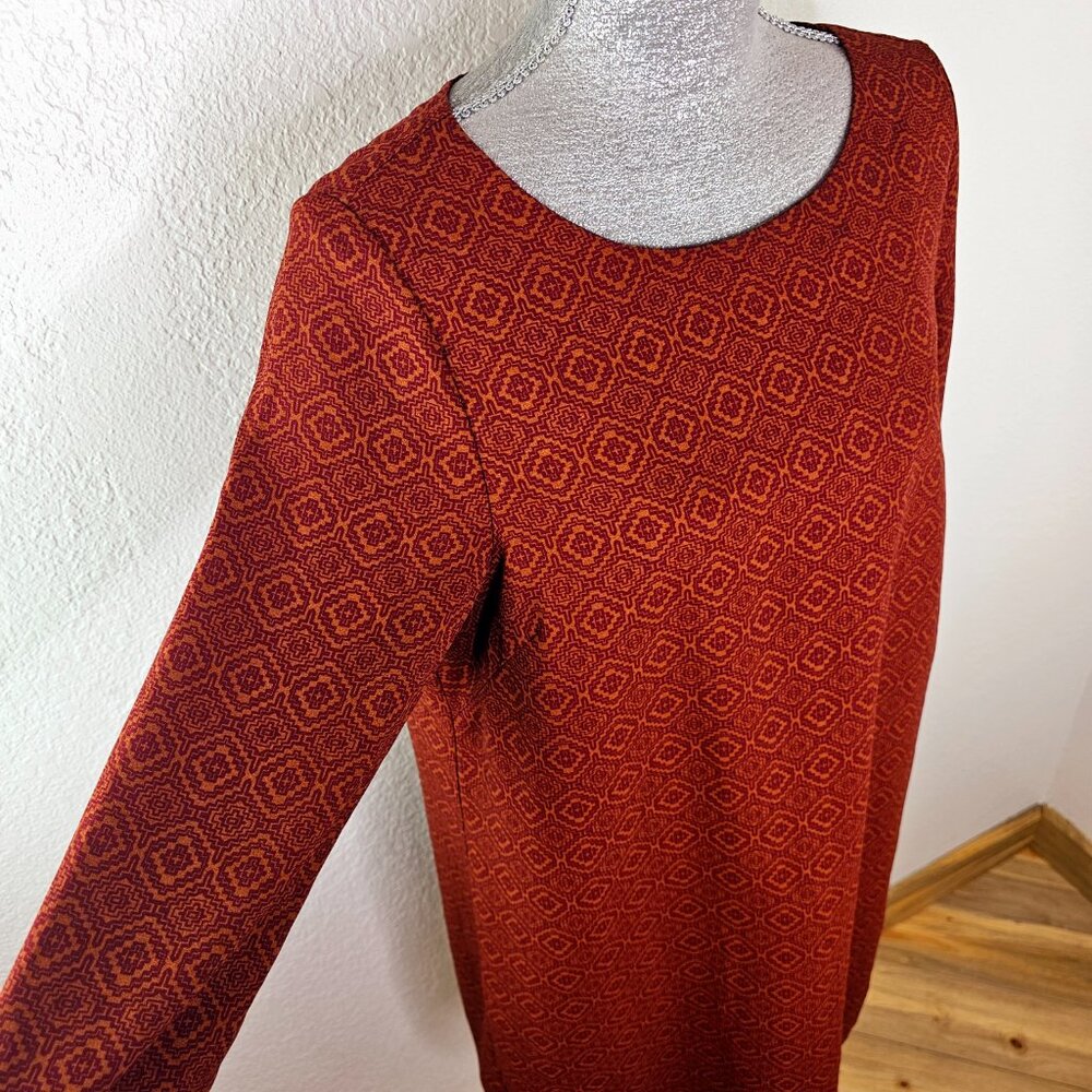 Prana Cece Shift Dress Brick Red Print Size Large